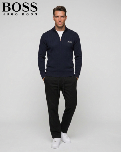 BOSS™ Vertical Ribbed Zip-Neck Sweater