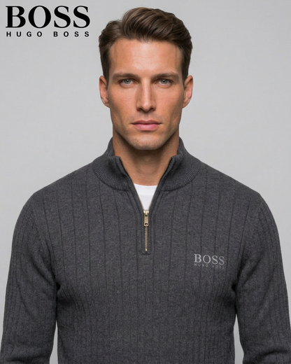 BOSS™ Vertical Ribbed Zip-Neck Sweater