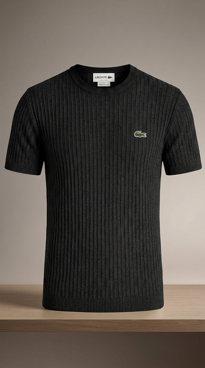 LC Sophisticated Ribbed Knit Short-Sleeve Sweater
