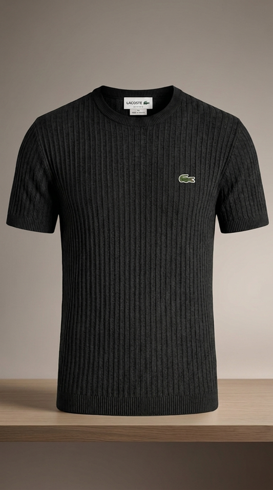 LC Sophisticated Ribbed Knit Short-Sleeve Sweater