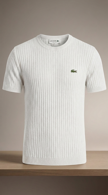 LC Sophisticated Ribbed Knit Short-Sleeve Sweater