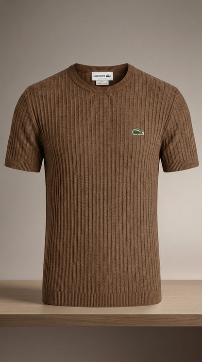 LC Sophisticated Ribbed Knit Short-Sleeve Sweater