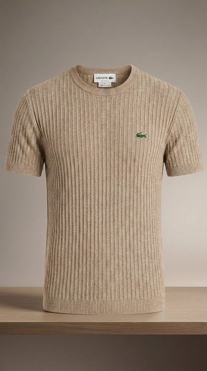 LC Sophisticated Ribbed Knit Short-Sleeve Sweater